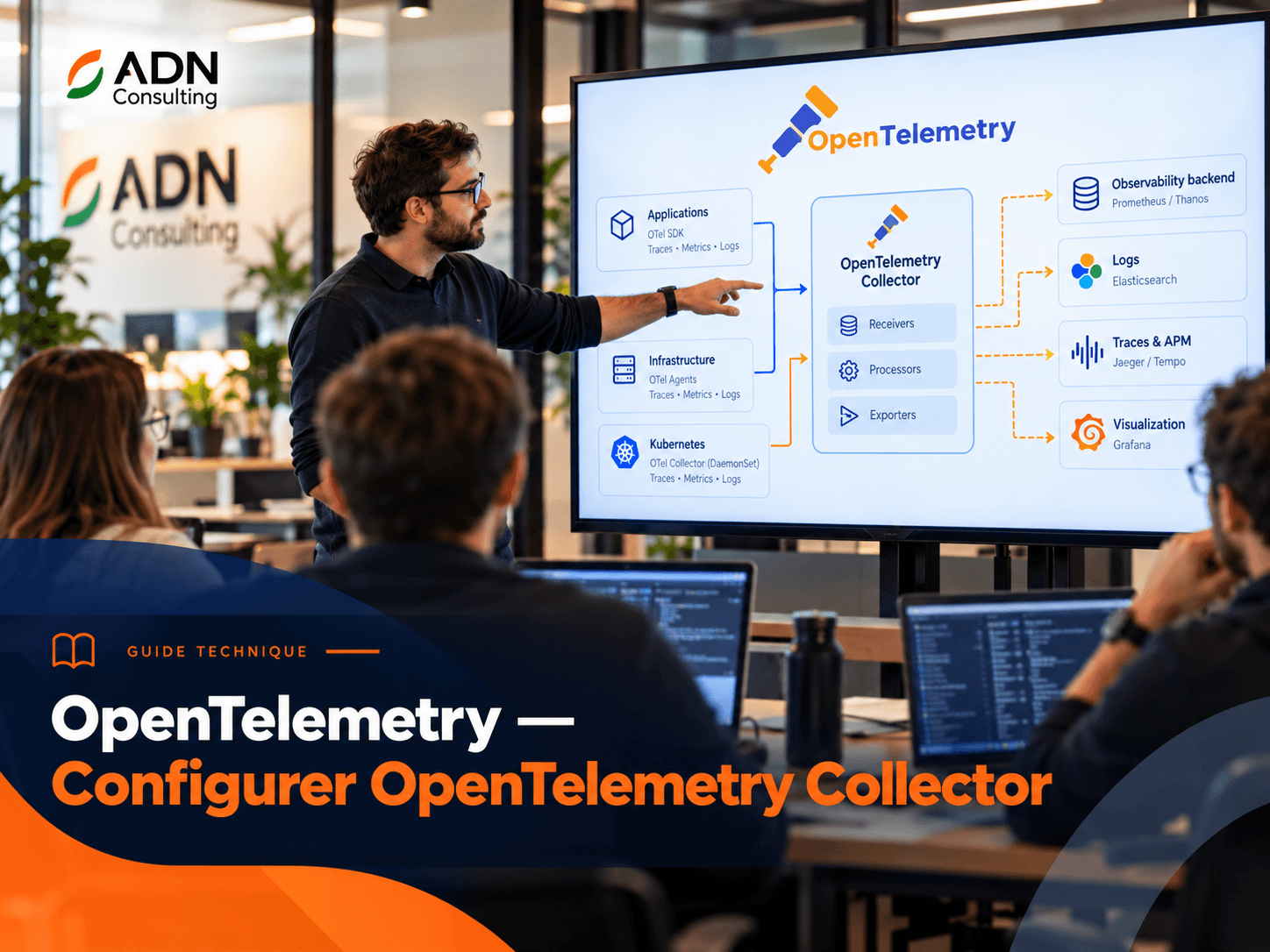 Illustration pédagogique ADN Consulting pour OpenTelemetry