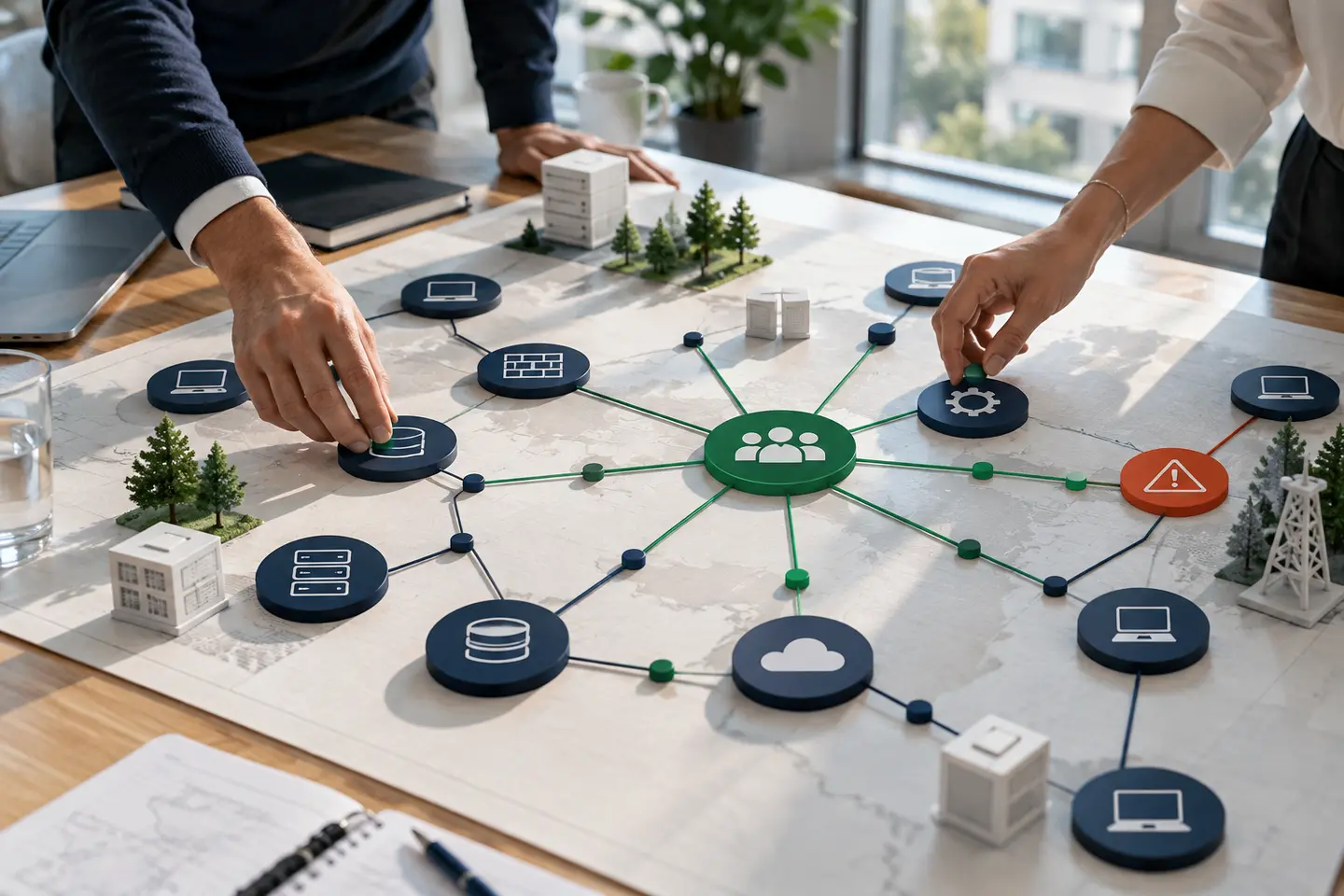 Composants techniques organisés autour d’un service supervisé
