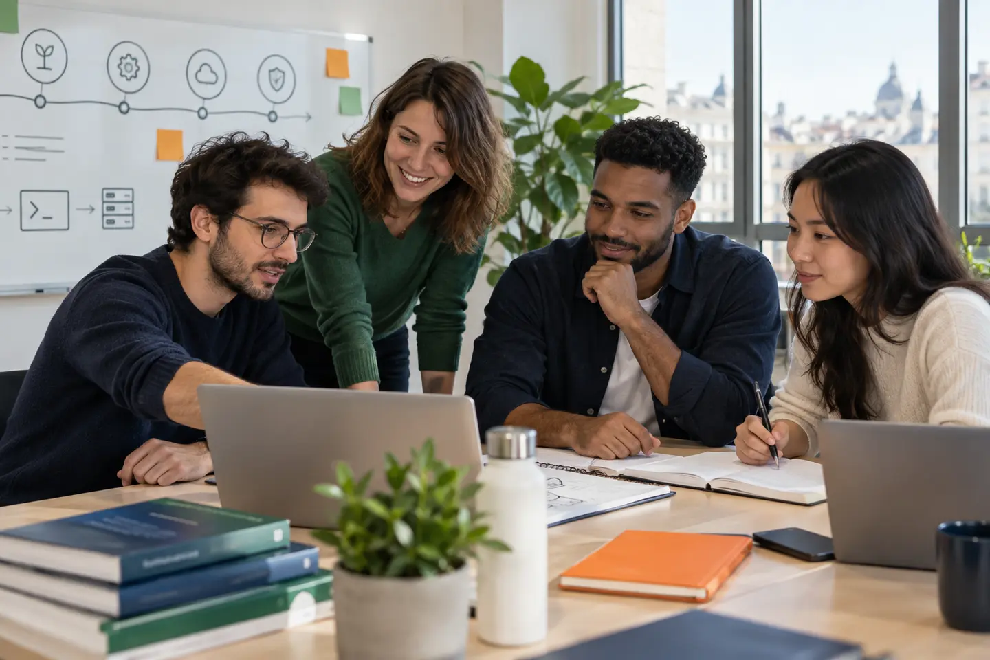 Consultants réunis pendant une session de formation technique