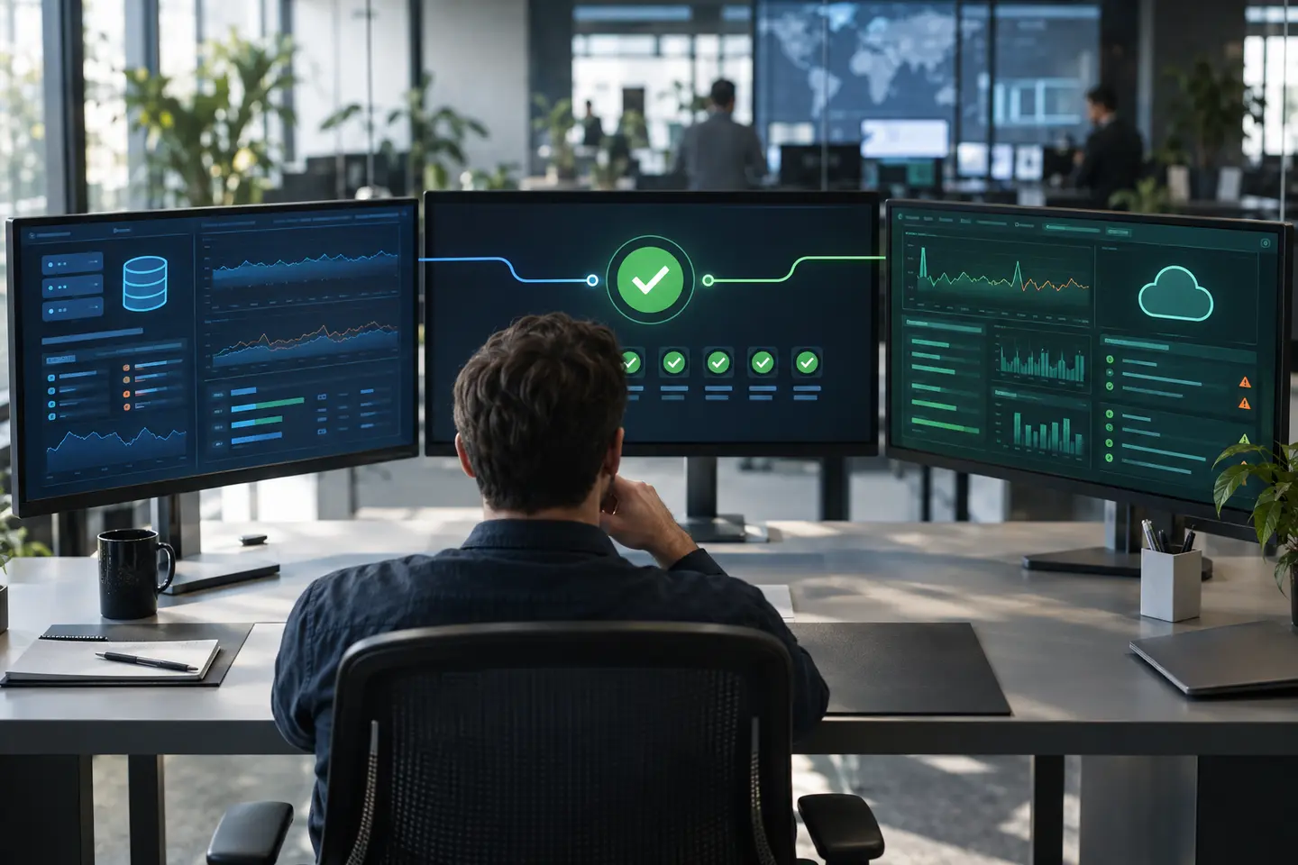 Deux vues de monitoring reliées à un même état de service