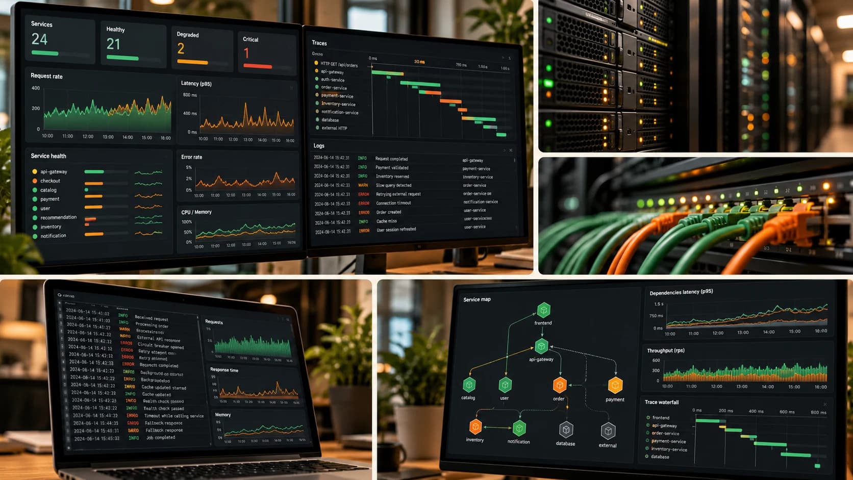 Observabilité IT : tableaux de bord, logs, traces, serveurs et réseau